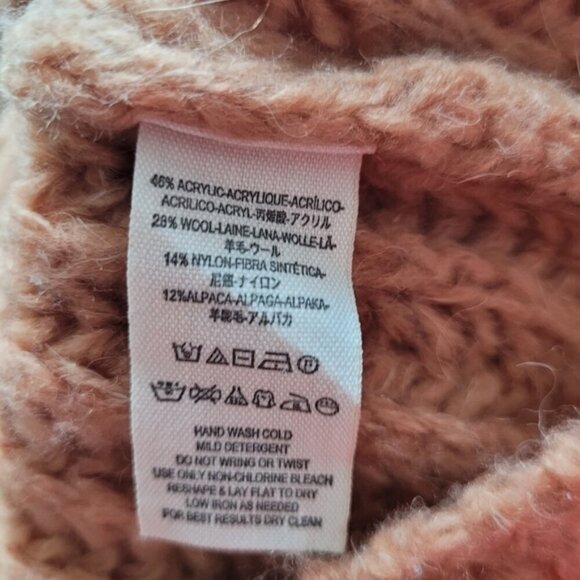 Free People Fluffy Fox Papaya Oversized Sweater Size M - Picture 6 of 7